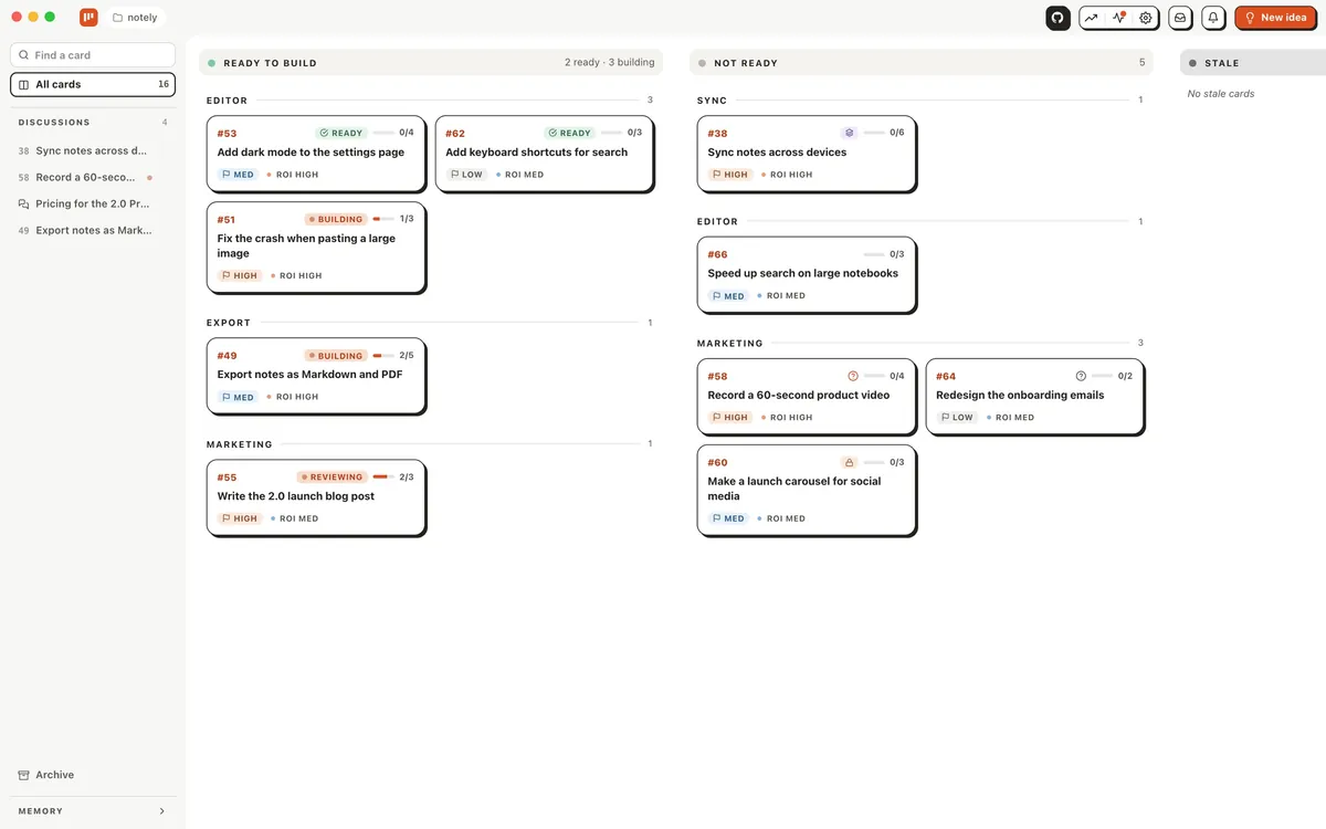 The AI4Kanban board: Board view